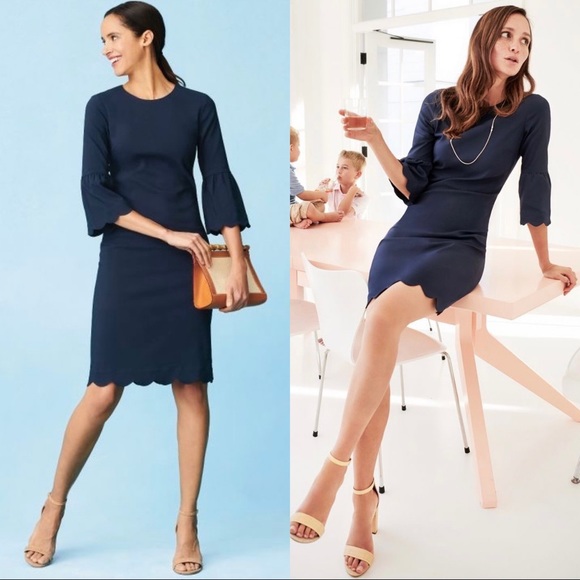 J.Mclaughlin Elle Scallop Bell Sleeve Sheath Dress